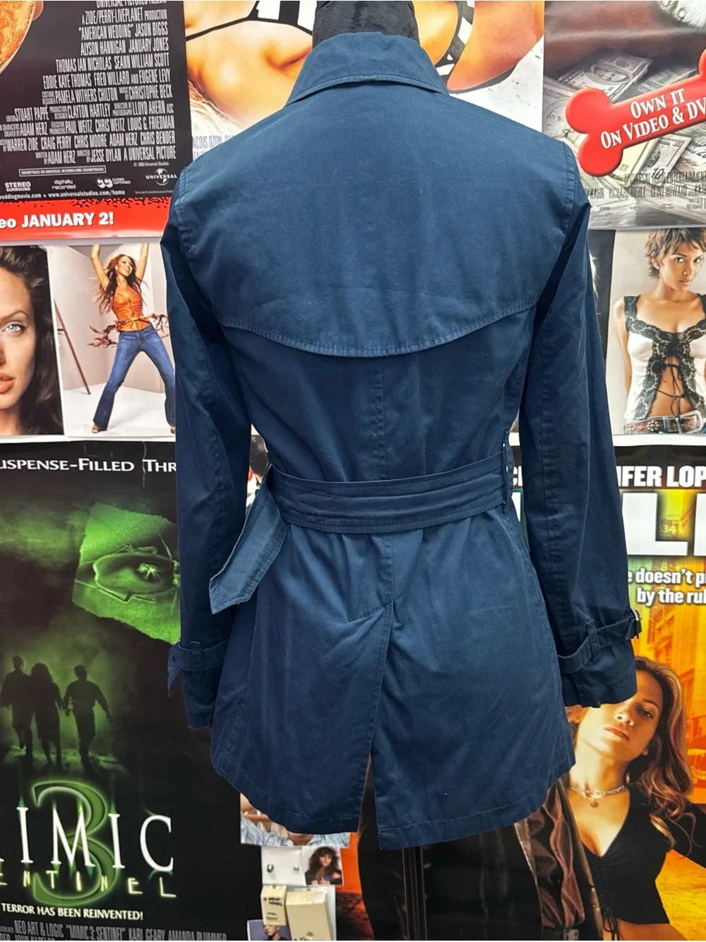 1999 Burberry Navy Blue Belted Trench Coat - Picture 3 of 6